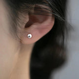 925 Silver Round Ear Bone Beads Stud Earrings for Baby Women