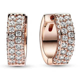 925 Silver Earring Rose Candy Pave Double-row Hoop Earring