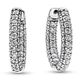 925 Silver Earring Rose Candy Pave Double-row Hoop Earring