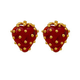925 Silver Strawberry Earrings High Copper Resin Studs