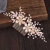 Floral Pearl Hairpin Wedding Tiara Crystal Bride Hair Jewelry
