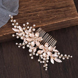 Floral Pearl Hairpin Wedding Tiara Crystal Bride Hair Jewelry