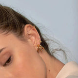 925 Silver Vintage C Shape Earrings Triple Open Circle Stud Jewelry