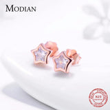 925 Sterling Silver CZ Stars Stud Earrings