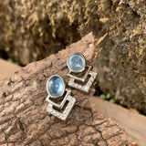 Aquamarine Stud Earrings 925 Sterling Silver Vintage Gift