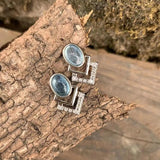 Aquamarine Stud Earrings 925 Sterling Silver Vintage Gift