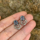 Aquamarine Stud Earrings 925 Sterling Silver Vintage Gift