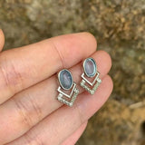 Aquamarine Stud Earrings 925 Sterling Silver Vintage Gift
