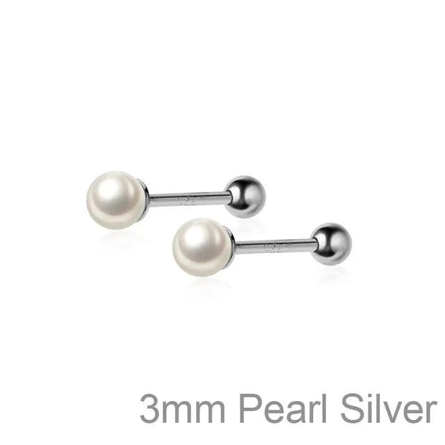 925 Sterling Silver Mini Pearl Beads Piercing Stud Earrings For Women
