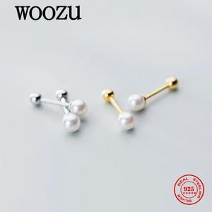 925 Sterling Silver Mini Pearl Beads Piercing Stud Earrings For Women