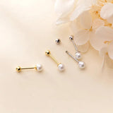 925 Sterling Silver Mini Pearl Beads Piercing Stud Earrings For Women