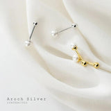 925 Sterling Silver Mini Pearl Beads Piercing Stud Earrings For Women
