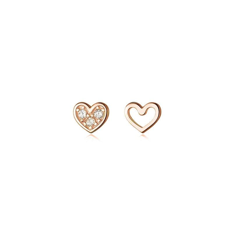Small Hollow Heart 925 Silver Earrings for Women