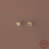 Small Hollow Heart 925 Silver Earrings for Women