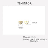 Small Hollow Heart 925 Silver Earrings for Women