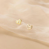 Small Hollow Heart 925 Silver Earrings for Women