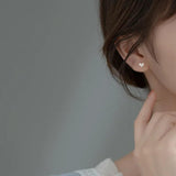Small Hollow Heart 925 Silver Earrings for Women
