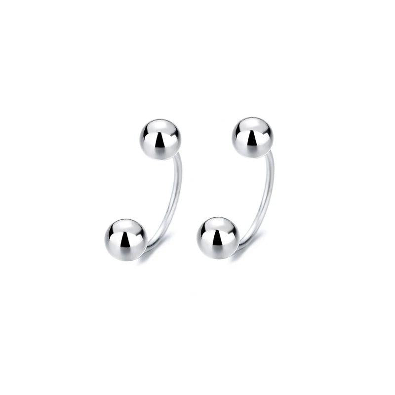 Trustdavis 925 Silver Charm Beads Screw Stud Earrings