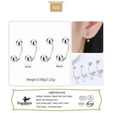 Trustdavis 925 Silver Charm Beads Screw Stud Earrings