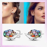 925 Silver Devil's Eye Heart Stud Earrings