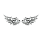 925 Silver Angel Wings Stud Earrings Punk CZ Birthday Gift