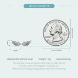 925 Silver Angel Wings Stud Earrings Punk CZ Birthday Gift