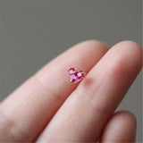 925 Silver Red Zircon Heart Stud Earrings Women Wedding Jewelry Gift