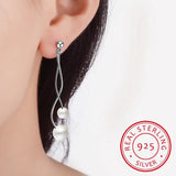 Pearl 925 Sterling Silver Tassel Stud Earrings YS251