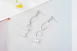 Pearl 925 Sterling Silver Tassel Stud Earrings YS251