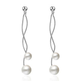 Pearl 925 Sterling Silver Tassel Stud Earrings YS251
