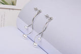 Pearl 925 Sterling Silver Tassel Stud Earrings YS251
