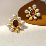 925 Silver Needle Brown Glass Earrings Women Wedding Party Gift