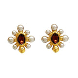 925 Silver Needle Brown Glass Earrings Women Wedding Party Gift