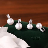 925 Silver Zircon Shell Pearl Earrings French Light Jewelry