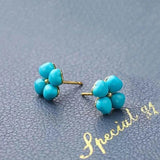 Turquoise Flower Love Ear Studs - Silver Jewelry