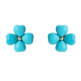 Turquoise Flower Love Ear Studs - Silver Jewelry