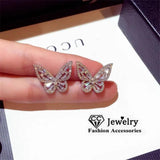 925 Silver Butterfly CZ Stud Earrings CCE730