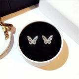 925 Silver Butterfly CZ Stud Earrings CCE730