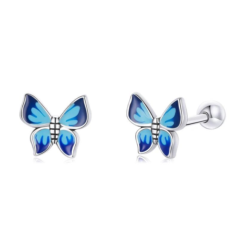 925 Silver Butterfly Stud Earrings for Girl Wedding Jewelry