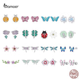 925 Silver Butterfly Stud Earrings for Girl Wedding Jewelry