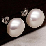 10-13mm Big Pearl Earrings S925 Silver Natural Freshwater Pearl Ea