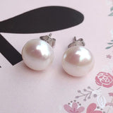 10-13mm Big Pearl Earrings S925 Silver Natural Freshwater Pearl Ea