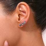 Bubble A-Z Letter Stud Earrings Silver Stainless Steel Women's Earrings