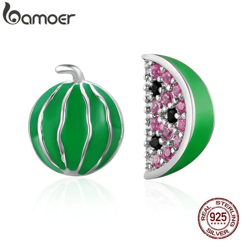 925 Silver Watermelon Fruits Stud Earrings Sterling Silver Jewelry