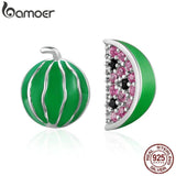 925 Silver Watermelon Fruits Stud Earrings Sterling Silver Jewelry