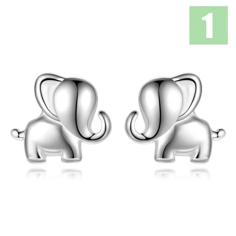 925 Sterling Silver Rabbit Elephant Screw Stud Earrings for Kids DS4069