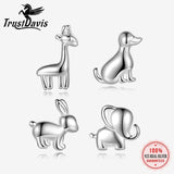 925 Sterling Silver Rabbit Elephant Screw Stud Earrings for Kids DS4069