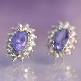 Tanzanite Stud Zircon Earrings in Sterling Silver
