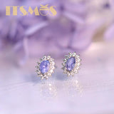 Tanzanite Stud Zircon Earrings in Sterling Silver
