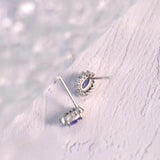 Tanzanite Stud Zircon Earrings in Sterling Silver